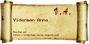 Viderman Anna névjegykártya